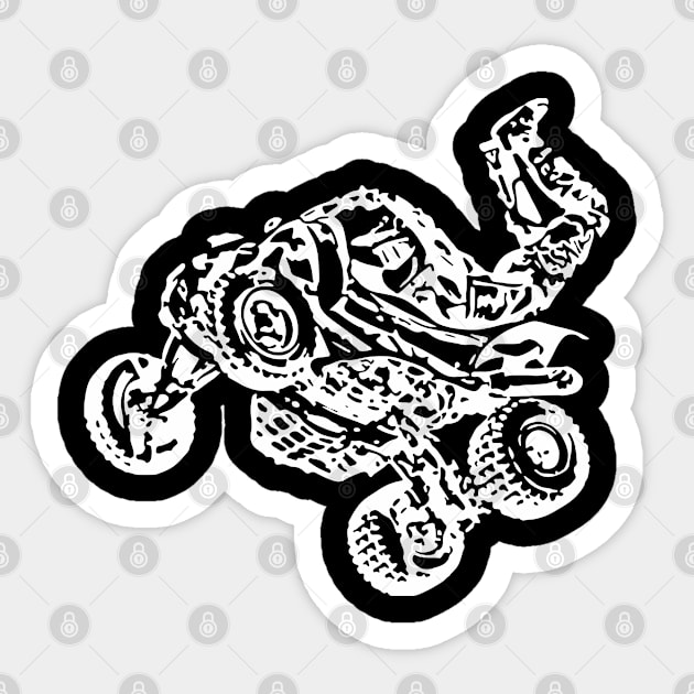 ATV Quad Freestyle White Sketch Art Sticker by DemangDesign
